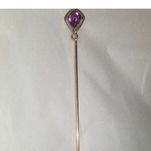 Vintage Heng Ngai 14k Yellow Gold & Amethyst Stick Pin